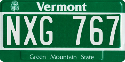 VT license plate NXG767