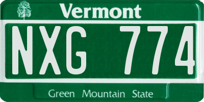 VT license plate NXG774