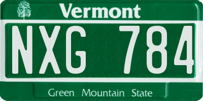 VT license plate NXG784