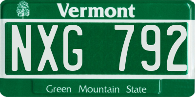 VT license plate NXG792