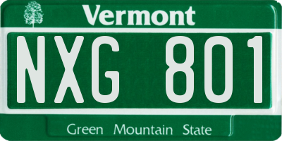 VT license plate NXG801