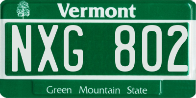 VT license plate NXG802