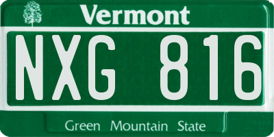 VT license plate NXG816