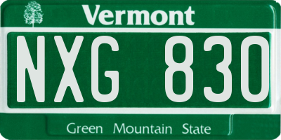 VT license plate NXG830