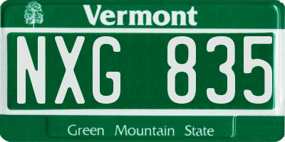 VT license plate NXG835