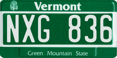 VT license plate NXG836