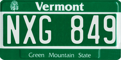 VT license plate NXG849