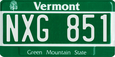 VT license plate NXG851
