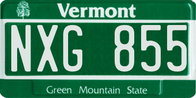 VT license plate NXG855