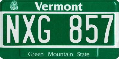 VT license plate NXG857