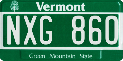 VT license plate NXG860
