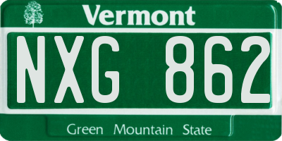 VT license plate NXG862