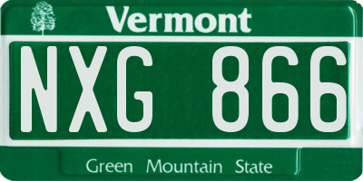 VT license plate NXG866