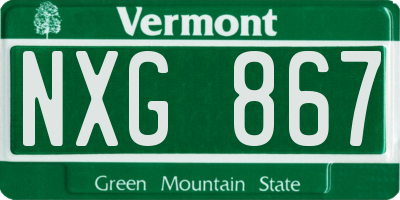 VT license plate NXG867