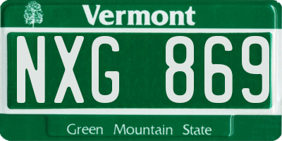 VT license plate NXG869