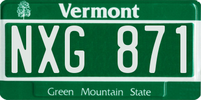 VT license plate NXG871