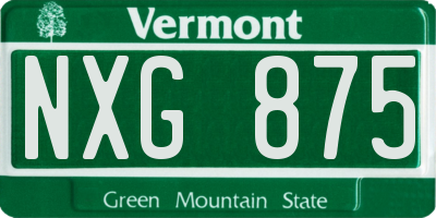 VT license plate NXG875