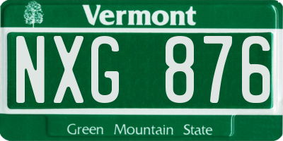 VT license plate NXG876