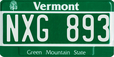VT license plate NXG893