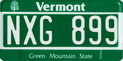 VT license plate NXG899