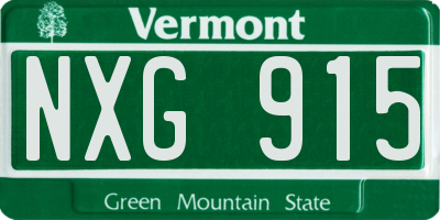 VT license plate NXG915