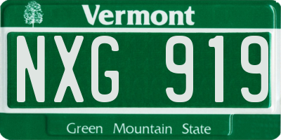 VT license plate NXG919
