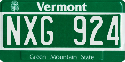 VT license plate NXG924