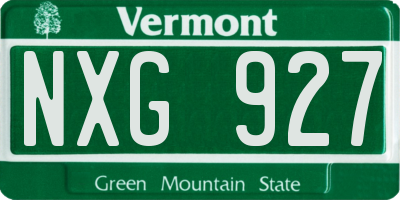 VT license plate NXG927