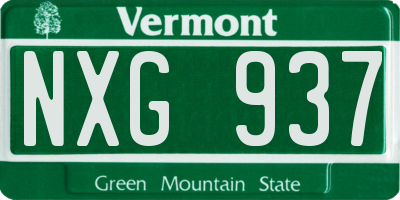 VT license plate NXG937