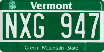 VT license plate NXG947