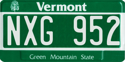 VT license plate NXG952