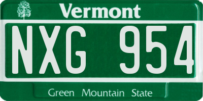 VT license plate NXG954
