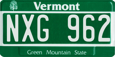 VT license plate NXG962