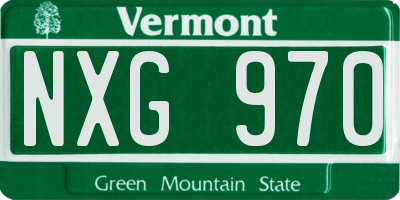 VT license plate NXG970