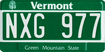 VT license plate NXG977