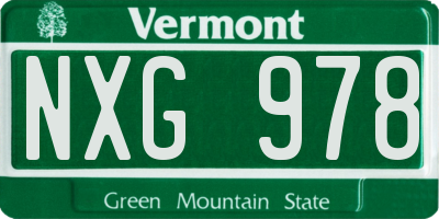 VT license plate NXG978