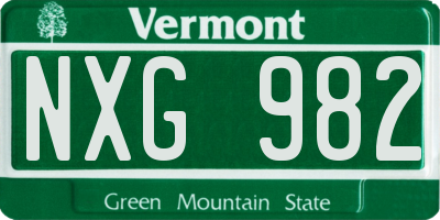 VT license plate NXG982