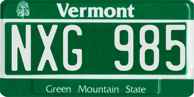 VT license plate NXG985
