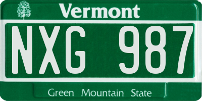 VT license plate NXG987