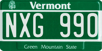 VT license plate NXG990