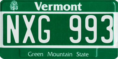 VT license plate NXG993