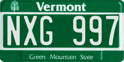 VT license plate NXG997