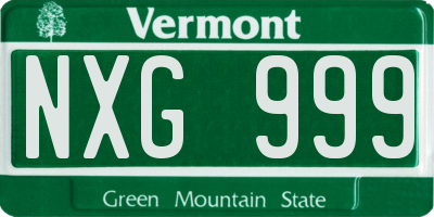 VT license plate NXG999