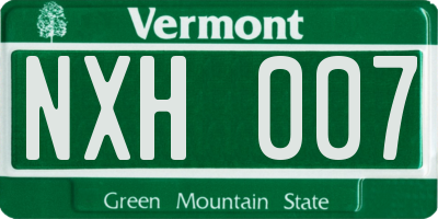 VT license plate NXH007