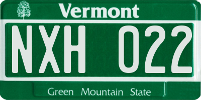 VT license plate NXH022