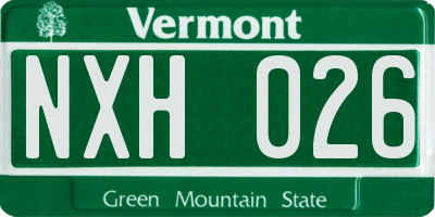 VT license plate NXH026