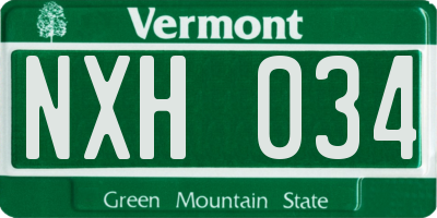 VT license plate NXH034