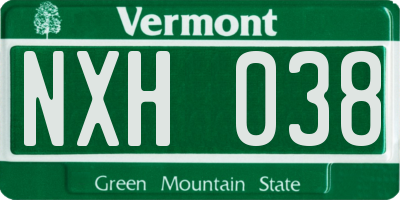 VT license plate NXH038