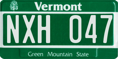 VT license plate NXH047