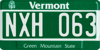 VT license plate NXH063